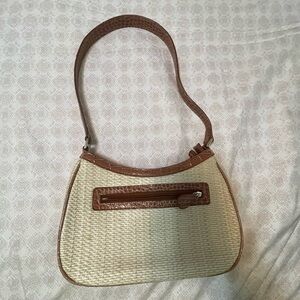 Liz Claiborne wicker purse with brown leather details